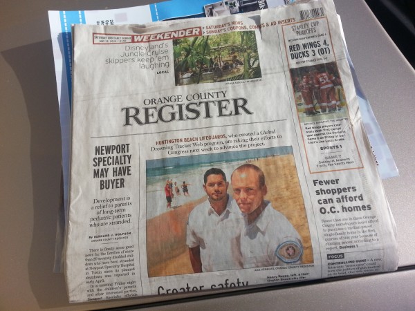 Front page of OC Register.